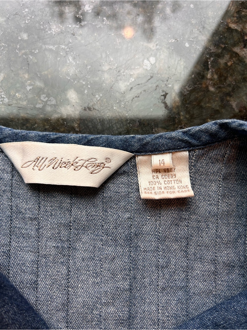 VTG Denim Pintucked Maxi Full Button Down Jumper Dress. Pockets. Cottagecore. 14 - Picture 8 of 10